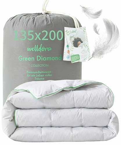 Welldora Komfort Bettdecke 135x200 Sommer | Extraweiche Federn & Daunen