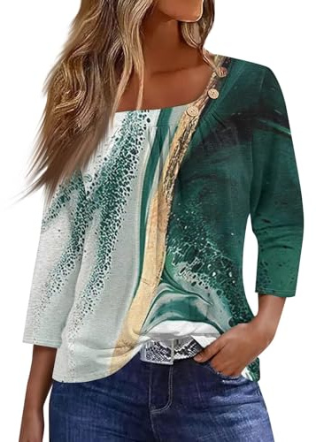Blouse Femme Chic Et Élégant Tunique Grande Taille Chemisier Vêtements Printemps Été 2024 Haut Ete Vert L