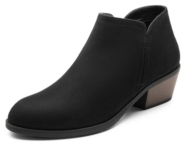 DREAM PAIRS Women Ankle Booties Low Chunky Heel Dress Boots,Black-Suede,10