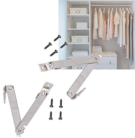 Safety Hinge 2 Set Folding Support Hinges Lid Lift Up Stay Hinge Rotatable Furniture Lid Hinge Stay for Wooden Boxes Cabinet Shutter Hinges
