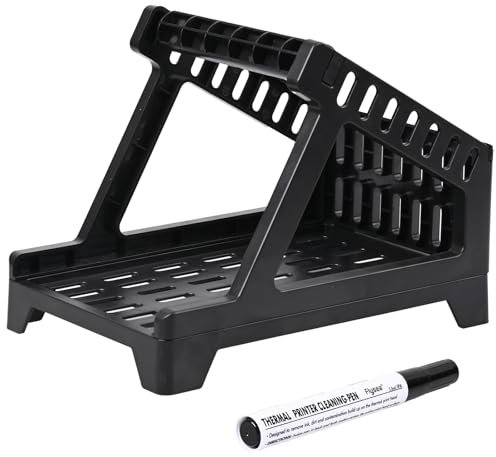 OWLMATE Etikettenhalter für Rollen, Etikettenspender für Desktop-Etikettendrucker Etikettenhalter mit Reinigungsstift (Schwarz)