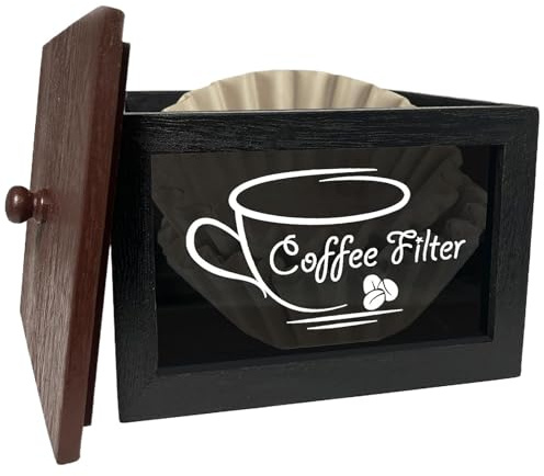 Kaffefilterdispenser, kaffefilterhållare, bondgård kaffefilterförvaring, trä kaffefilterlåda, kaffebartillbehör, fyrkantig kaffefilterlåda, kaffefilter förvaring med lock,