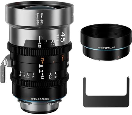 SIRUI IronStar T1.9 1.5X Lente Cinematográfico Anamórfico, 45mm de Enfoque Manual con Montura PL Nativa, Montura EF Intercambiable(Destello Azul)