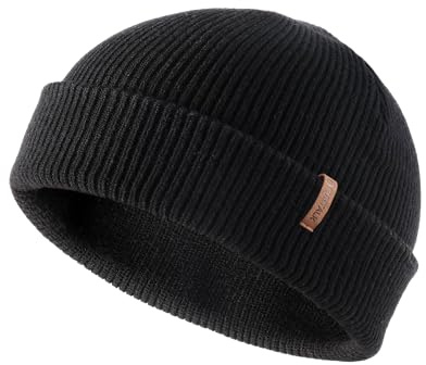 FURTALK Fisherman Beanie for Men Women 2 Styles Cuffless or Cuffed Knitted Unisex Winter Hat Outdoor All-Day Warmth Black