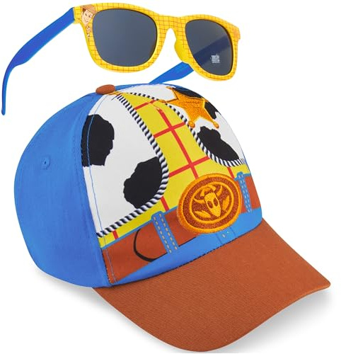 Disney Woody Toy Story Boys Baseball Cap Sunglasses Set, Adjustable Sun Hat 100% UV Protection Shades, Holiday Essentials (Multi Woody)