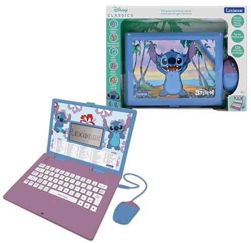 Lexibook, Disney Stitch Educational Laptop for kids, JC598Di2LXB | English/Spanish, 124 activities, Writing, Maths, Logic, Music