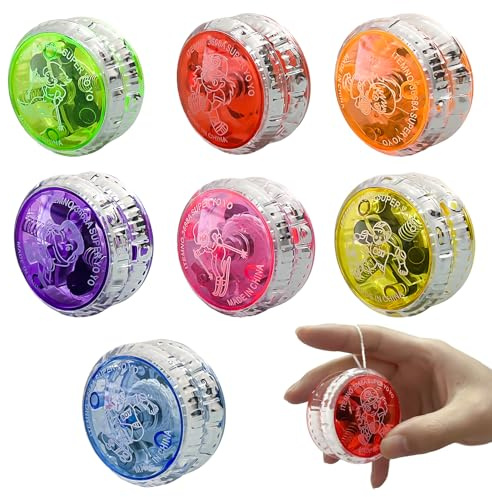 Golgner Lot de 7 lumières LED YoYo, Yoyo réactif en plastique, lumière LED Jo Jo, JoJo Responsive avec lumière, JoJo Lumineux, pour fête d'anniversaire, cadeau d'invité, prix