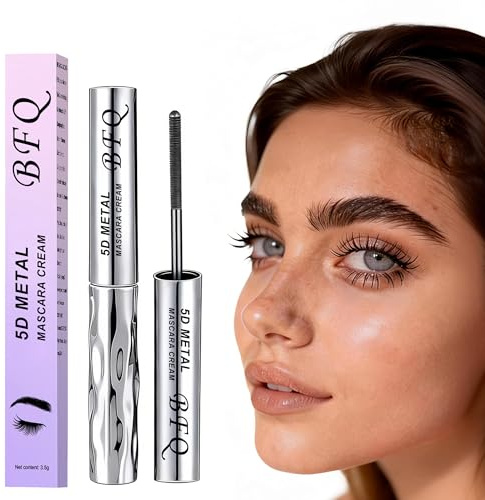 Iron Wand Mascara, 5D Curling Eyelash Iron Mascara with Washable Metal Wands, Waterproof Mascaras Black Volume and Length, Long-lasting Smudge Proof Mascaras for Lengthening Volumizing Eyelashes (1)