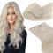 LaaVoo Clip in Extensions Echthaar Platinblond Echthaar Extensions Clip Doppelt Tressen Haarverlängerung Echthaar Clip in Extensions Remy Human Hair Glatt Full Head #60 50cm 7PCS 105g