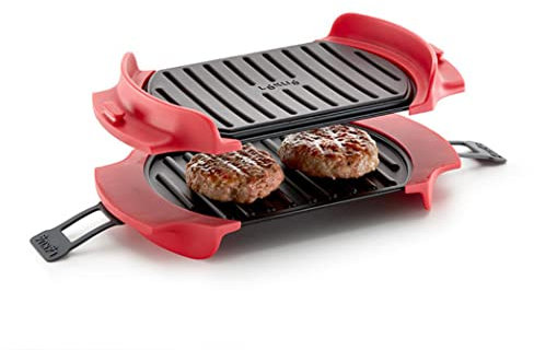Lékué Parrilla/Grill especial para cocinar en microondas, Microwave grill 1,2 pers. Rojo y Negro, 25 x 15 cm