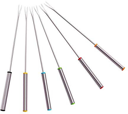 JieGuanG Edelstahl Fonduegabeln, 9.4 Zoll für Schokoladen Fondue Braten Marshmallows Fleisch (6er-Set)