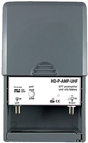 LEYF Preamplificador TV/ganancia ajustable 15-38 dB/Amplificador Antena TV/Amplificador para TDT HD Señal UHF 470-790MHz
