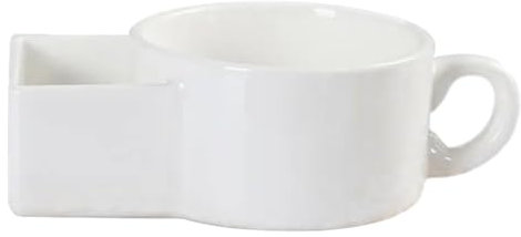 FINLALO Cuencos de sopa con asas, cuenco creativo 2 en 1 para sopa y galletas, taza de café de cerámica, aperitivo vegetariano y taza de inmersión, taza de sopa de cerámica para galletas y leche,