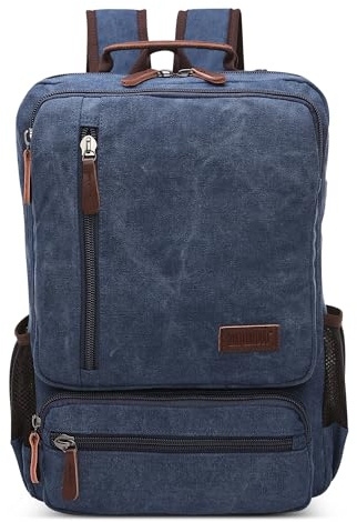 DORRISO Vintage mäns ryggsäck kanvas stor kapacitet reseryggsäck flera fickor 17,3 tum laptop skolväska för män vandring casual business camping dagryggsäckar canvas dagryggsäck