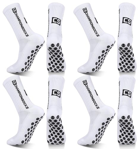 Halinuia 4 Paia Calzini Grip Calcio Antiscivolo Uomo 39-44 Traspirante Calze Sportive per Basket Ciclismo Jogging