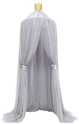 Elegante Baldacchino per Bambini-Zanzariera in Rete per la Casa-Tende Eleganti a Baldacchino dal Soffitto-Lettino a Baldacchino per Bambini Camera da Letto per Bambini (Grigio)
