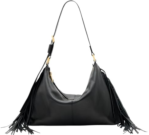 AllSaints Women's Handbags Edbury Fringe Bag Black