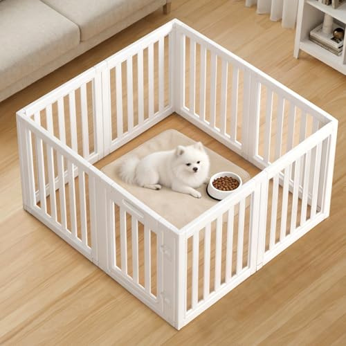 LoveTail Dog Playpen, Clear Dog Pen, Dog Pen Indoor, Easy to Install and Remove Dog Play Pen, Puppy Playpen Suitable for Dogs, Cats,Dog Playpen Indoor (White, 23.6 inch Height, 8 Panels)