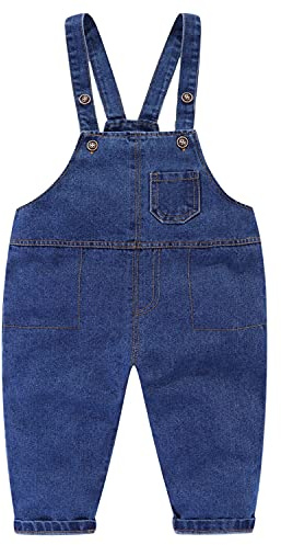 Mud Kingdom Boys Girls Denim Dungarees Kids Adjustable Braces Jean Ovearalls Cotton Plain Workwear For 12 Months-8 Years