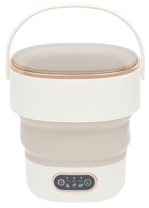 OUKANING Lavadora plegable con escurreplatos de 13 L, portátil, minilavadora para viajes y dormitorio, lavadora de viaje portátil con función de ozono, 3 programas de lavado para ropa interior (blanco