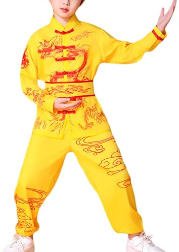 Kids Kung Fu Suit Chinese Martial Arts Uniform Tai Chi Wushu Performance Outfit for Boys Girls Ages 3–16