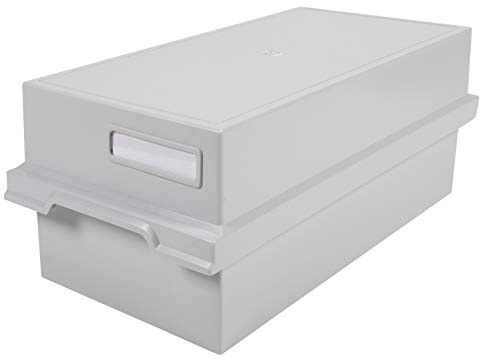 Exacompta - Ref 51240D - 1 DIN A6 kortlåda i italiensk stil med lock - mått 355 x 171 x 139 mm - för 1200 kort - levereras med 2 avdelare - färg ljusgrå