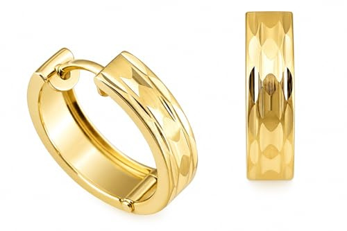 Klappcreolen Creolen Gold 333 diamantiert 15 mm Gelbgold 8 Karat Ohrringe