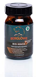 Bio Maca von BERGLÖWE: 120 Kapseln, Premiumqualität aus Peru, 95% dunkle Maca Wurzeln, 6:1 konzentriert, ohne Zusatzstoffe, biologisch, vegan, Rohkostqualität