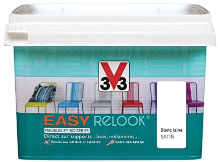 V33 Vernis intérieur Easy relook, Blanc laine satin 0,5L