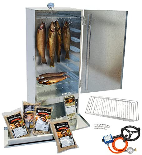 EVERSMOKE Räucherofenset Jumbo Power Pro inkl. 5,5kW Brenner, Thermometer, Mehl & Lake 46x28x110cm - 1Stück