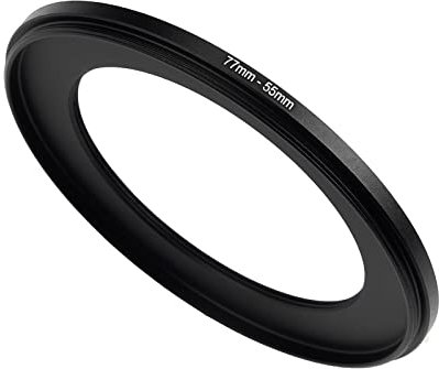 77mm to 55mm Step Down Ring Filter Adapter Applicable to All Brands of UV ND CPL Filter (77mm-55mm)