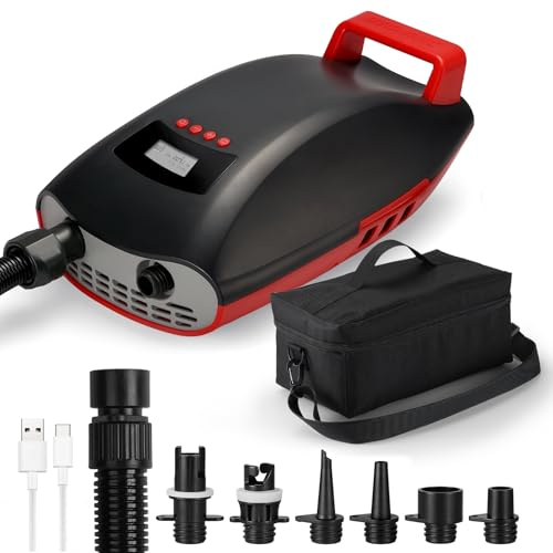 Swonder Seawolf Paddle Board Pump w/ 9000mAh Battery Powered, 2X Faster 20 PSI SUP Electric Air Pump w/Dual Cylinders, Dual Stage, Active Cooling System for Inflatable Paddleboard, Kayak
