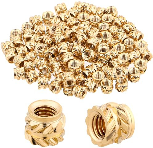 Jeffdad 100 piezas de inserción de rosca 3D de impresión 3D, M3 x 4 x 5 mm, tuerca de inserción de latón, tuercas incrustadas M3 3D presión tuerca interior de latón moleteado para piezas de impresión