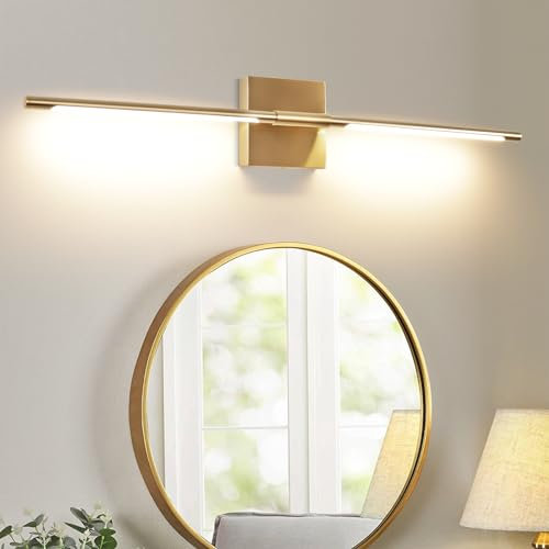 EIDEARAY Long Strip LED Wall Lamp, Modern Nordic Style Sconce Linear Gold Wall Light Bar Vanity Light Fixtures for Stairs, Bedroom, Living Room Background Decoration, Mirror, Neutral Light 4000k IP44