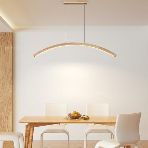 GerRiT Modern Kitchen LED Pendant Light, LED Wooden Arch Hanging Lights Dimmable With Remote Control Dining Table Lamp Chandelier, Modern Linear Dining Room Living Room Office Arch (Color : 100cm)