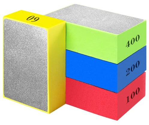 Diamond Hand Polishing Pads, 4pcs Hand Diamond Polishing Pads Tile Grinding Block Pad Glass Polishing Kit for Stone Granite Marble Porcelain Tile Ceramic (60#,100#,200#,400#)