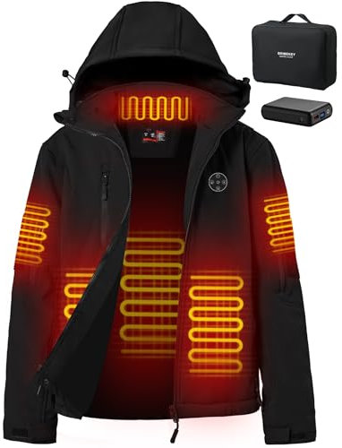Brimekey Elektrische Jacke Für Damen Mit Batterie 7.4V 12000mAh, Wärmend, Winddicht, Wasserdicht Elektrojacke Mantel