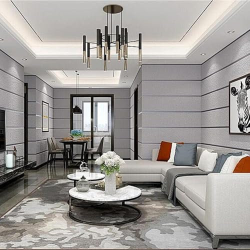 Nordic Modern Horizontal and Vertical Stripes Super Thick Deerskin Velvet Non-Woven Wallpaper Living Room Bedroom Room Background Wallpaper Dark Gray 20.8X374.0inches