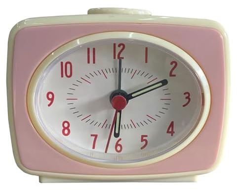 Felvoro Alarm Clock Pink Small Silent Movement Vintage Classic Style Battery Powered Small Alarm Clock
