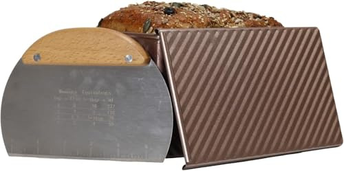IRSTBL - Teglia Pullman con coperchio - Teglia antiaderente in acciaio al carbonio per panini, toast e pagnotte quadrate - Capacità 450 g con sfiato inferiore - Include raschietto per pasta