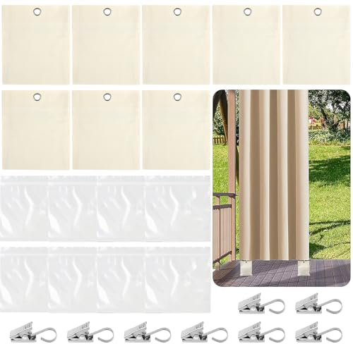 Confezione da 8 Sacchi di Sabbia, Pesi per Tende da Esterno in Tela, Pesi per Tendaggi pesanti con Clip in Metallo e Sacchetti in PVC, per Tende da Giardino, Gazebo, Patio