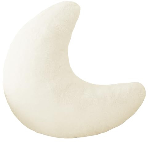 15.75 Plush Moon Pillow,Cute Decorative Throw Pillows for Kids and Adults,Moons Shaped Sleeping Pillow for Warm Companionship,Soft Plush Throw Cushions for Couch Bed Nursery (Moon, White, 40 * 40cm)