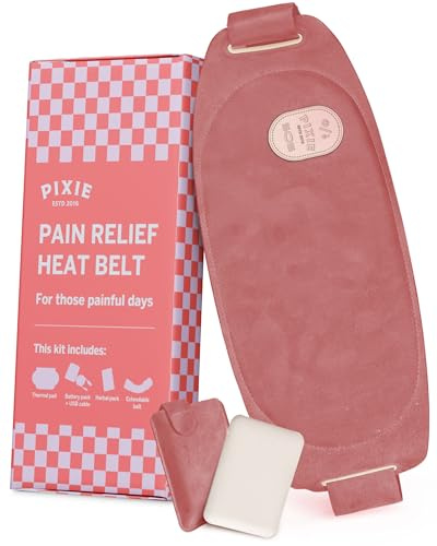 Pixie Period Heating Pad for Cramps - Wearable Cordless Graphene Heat Belt - 3 Heat Settings - Vibration Massage - Discreet - Adjustable Fit - Rechargeable - FSA Eligible and HSA Eligible - Pink