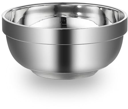 Tomotato Scodella in metallo a doppio strato, Capacità grande ciotola rotonda per cucina casalinga resistente, Senza odori per pasta zuppe insalate, Utilizzo in dormitori mense dom