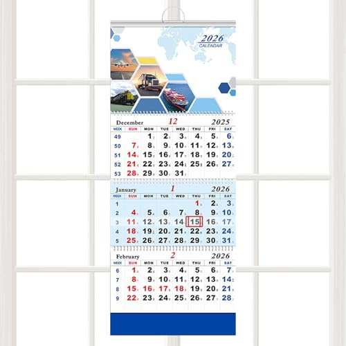 Calendario Para 2026 | Planificador Para El Hogar De 3 Meses - Calendario Para Colgar En La Pared | Para Regalar A Amigos Y Familia, Para La Sala De Estar, El Estudio Y Apartamento