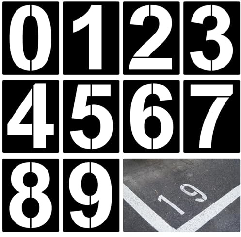 FooYee 10 stencil con numeri grandi, da 0 a 9 singoli numeri, in plastica riutilizzabile, per numeri civici, garage, graffiti da parete (20 cm 8)