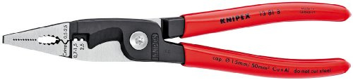 Knipex Tools 13 81 8, 6 en 1 - Alicates de instalación eléctrica con mango sumergido, color rojo