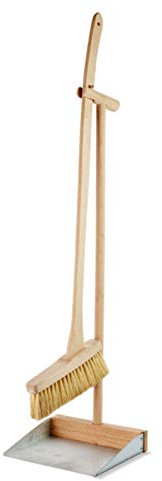 ecoLiving 100% Eco Upright Sweeper – Upright Sweep Set - Long Handled Dustpan and Brush Combo Sets/Standing Upright Dustpan with Long Handled Broom for Indoor Lobby Kitchen Garage Floor Sweeping