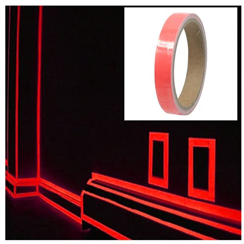 Leuchtendes Selbstklebendes Fluoreszierendes Klebeband - Markierungsband Luminous Tape Warnband Phosphor Nachleuchtend Wasserdicht - Bühnenbedarf (1,5mx3m, Rot)