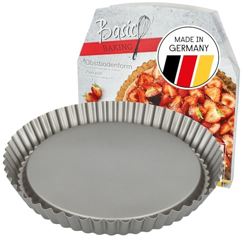Birkmann, Basic Baking, Obstbodenform, 28 cm, runde Backform mit gewelltem Rand und Antihaftbeschichtung, mit Rezeptheft